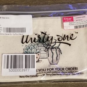 2/$20 NEW 2 Pack Thirty One Canvas Zip Top Pouch